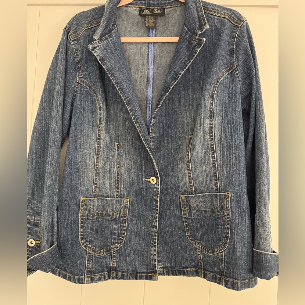 Vintage Just Blu Denim Women's One Button Jacket SZ 8